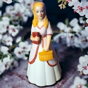 Vtg 80's R.O.C. Southern Bell Figurine Blue Lavender Dress School Girl Book